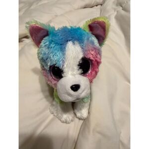 Rainbow Multicolor Dog Plush – Big Eyes – Cute Soft Stuffed Animal
